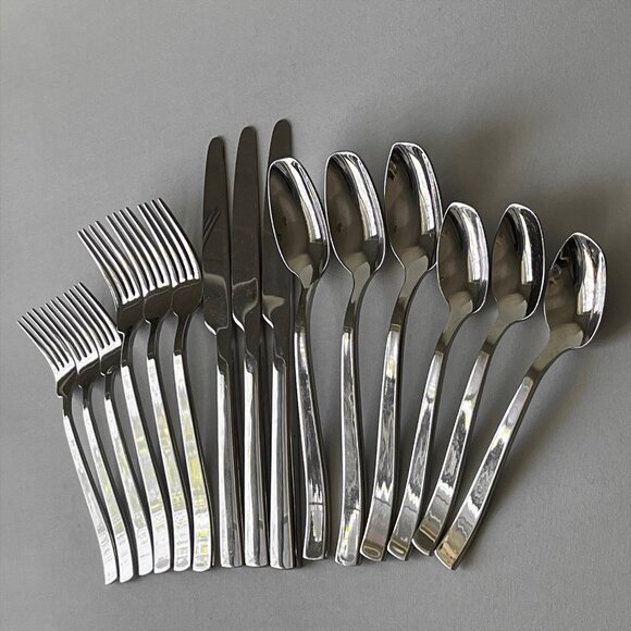 Gourmet Settings GS Cami 15pc Set Glossy Forks Knives Spoons Flatware 5pc x3 - Picture 6 of 7